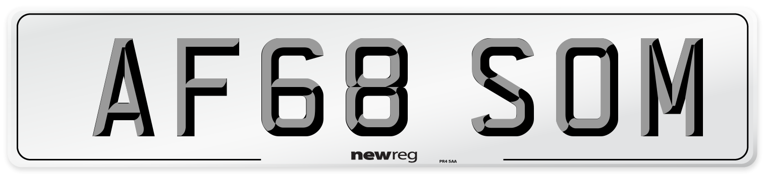 AF68 SOM Number Plate from New Reg